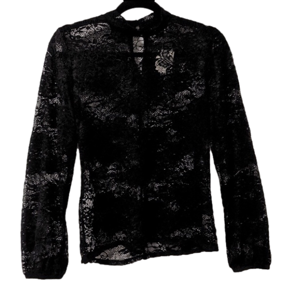 George Tops - NWT George Black Lace long sleeve Shirt size Medium